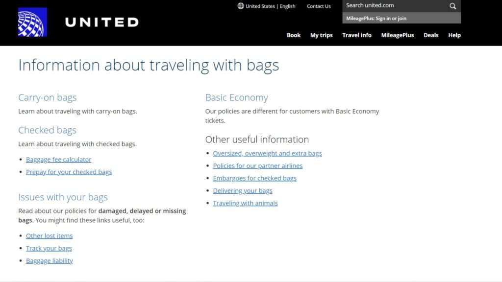 United Airlines Baggage Policy